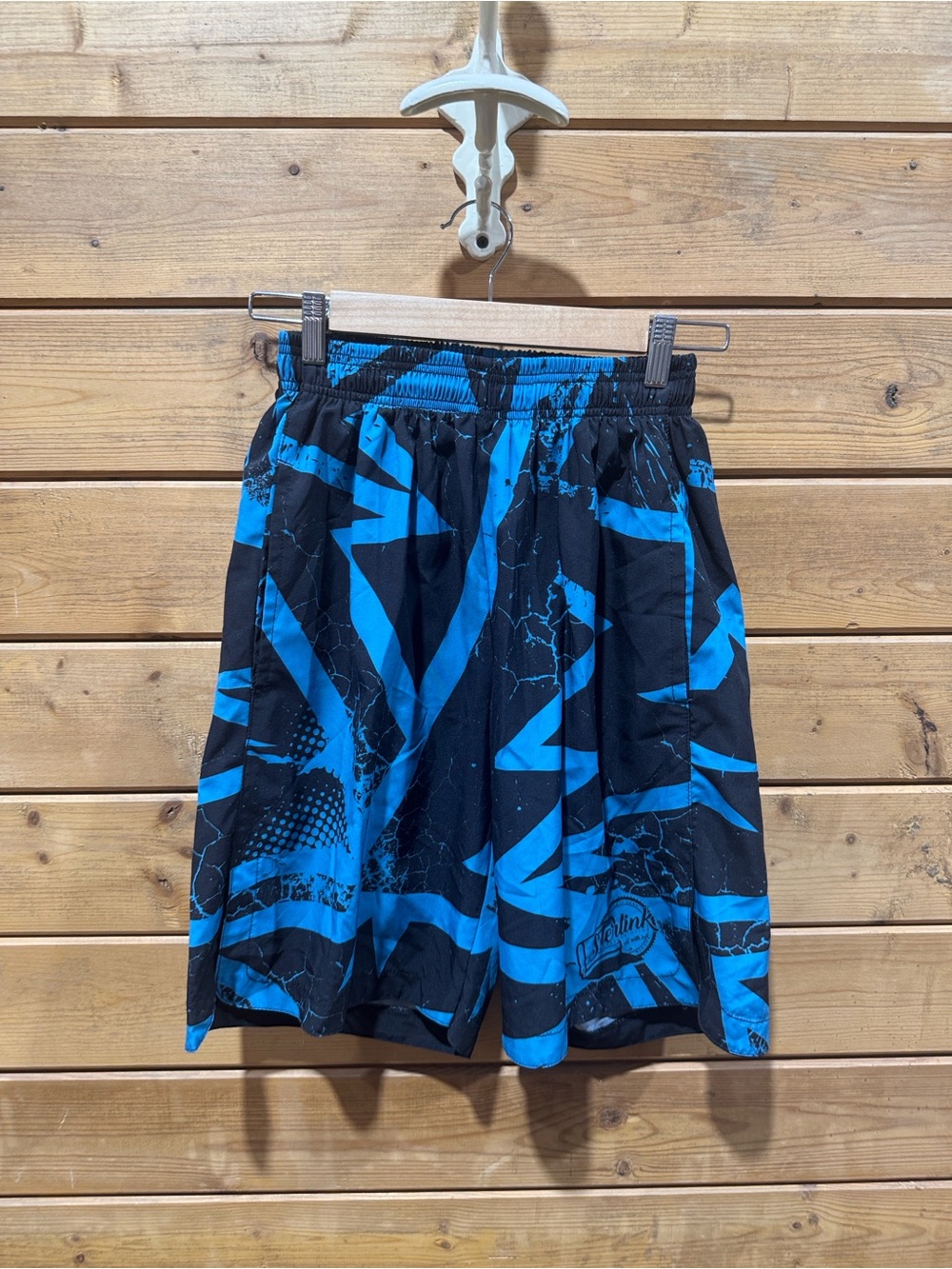 Men's Blue & Black Graphic Athletic Shorts